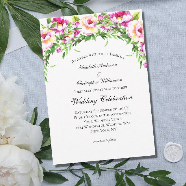 Invitación Vegetación floral blanca rosa Boda elegante (Subido por el creador)