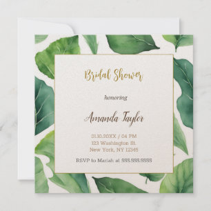 Invitación Vegetación floral Caligrafía mínima Ducha nupcial
