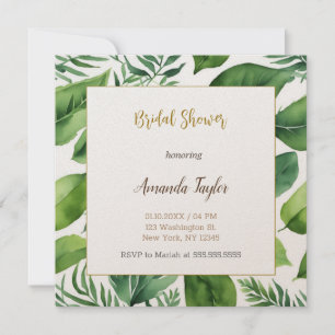 Invitación Vegetación floral Caligrafía mínima Ducha nupcial