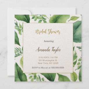 Invitación Vegetación floral Caligrafía mínima Ducha nupcial