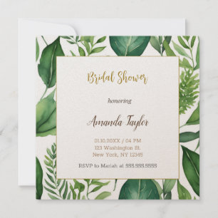 Invitación Vegetación floral Caligrafía mínima Ducha nupcial