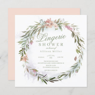 Invitación Vegetación floral de color agua Wreath Lingerie Du