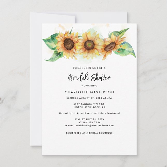 Invitación Vegetación floral de girasol Ducha nupcial botánic (Anverso)