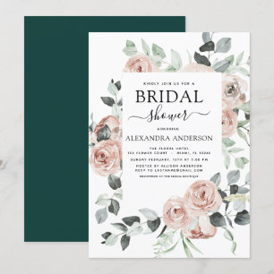 Invitación Vegetación floral de la ducha verde esmeralda
