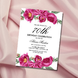 Invitación Vegetación floral de peones rojos 70 cumpleaños