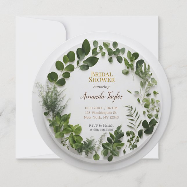 Invitación Vegetación Floral Elegante Ducha Bridal (Anverso)