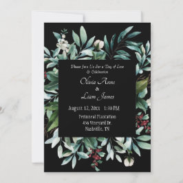 Invitación Vegetación floral Elegante Moda Script Nombre Boda