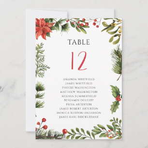 Invitación Vegetación floral Poinsettia Boda Tabla número 12