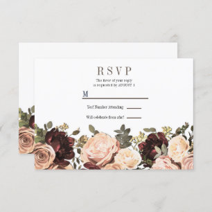 Invitación Vegetación floral rosa y marrón deja matrimonio RS