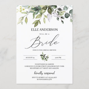 Invitación Vegetación follaje boho moderna ducha de novia