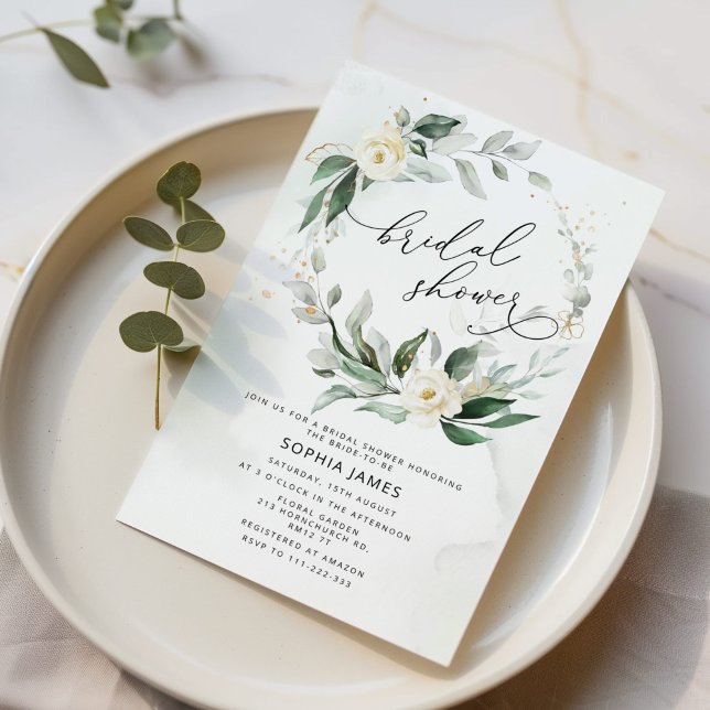 Invitación Vegetación follaje elegante wreath ducha de novia (Subido por el creador)