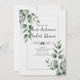 Invitación Vegetación Mínima Deja Moderno Baby Shower Blanco