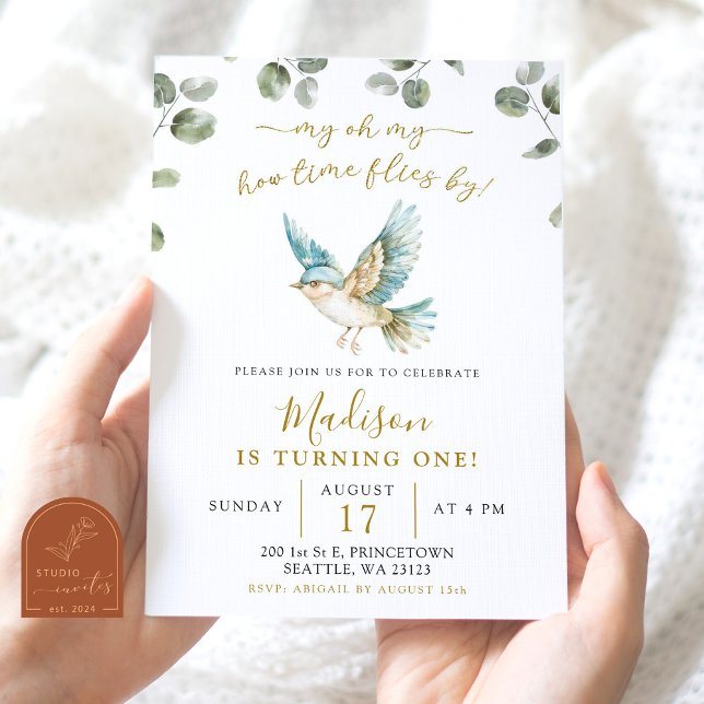 Invitación Vegetación minimalista Cumpleaños del Pequeño Bird (Subido por el creador)