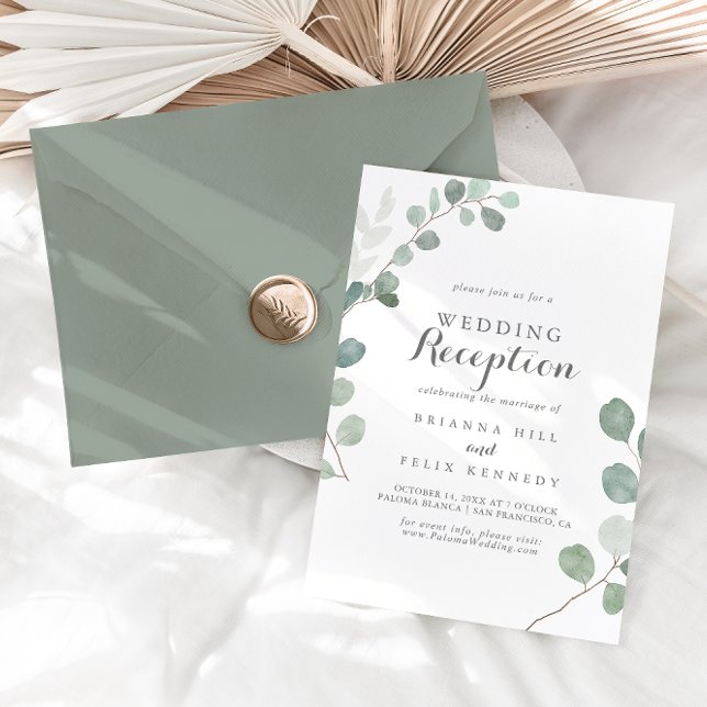 Invitación Vegetación minimalista Eucalyptus Boda Recepción (Subido por el creador)
