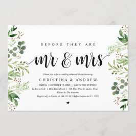 Invitación Vegetación moderna, cena de ensayo de boda