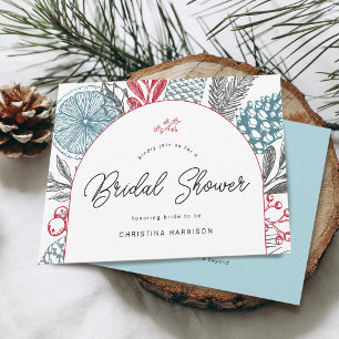 Invitación Vegetación moderna de ducha de novia de invierno
