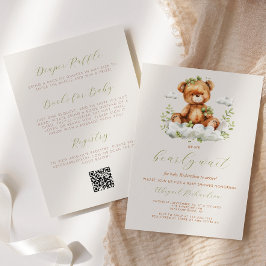 Invitación Vegetación neutra de oseo Código QR Baby Shower