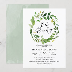 Invitación Vegetación Oh guión moderno Baby Shower
