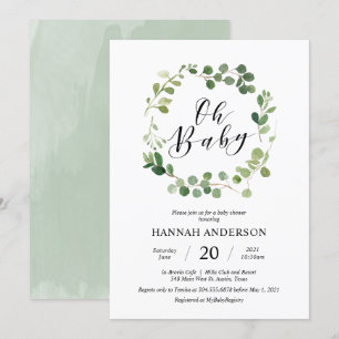 Invitación Vegetación Oh guión moderno Baby Shower