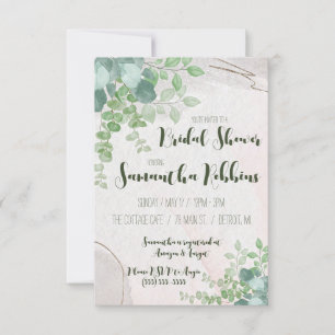 Invitación Vegetación, oro y ducha marfil-novia