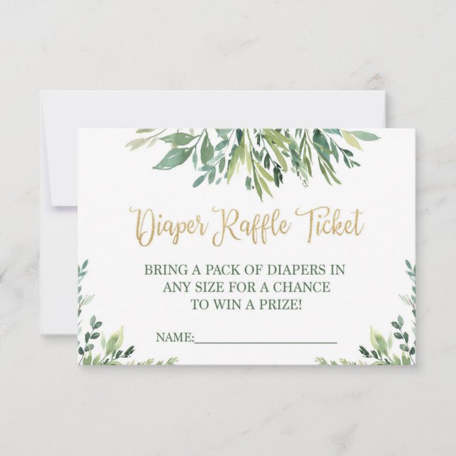 Invitación Vegetación para boletos de pañal - Sencillas hojas (Anverso)