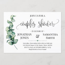 Invitación Vegetación Parejas Ducha Boda moderno Minimalista