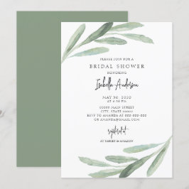 Invitación Vegetación Rama de Olivo Verde Vegetación Ducha De