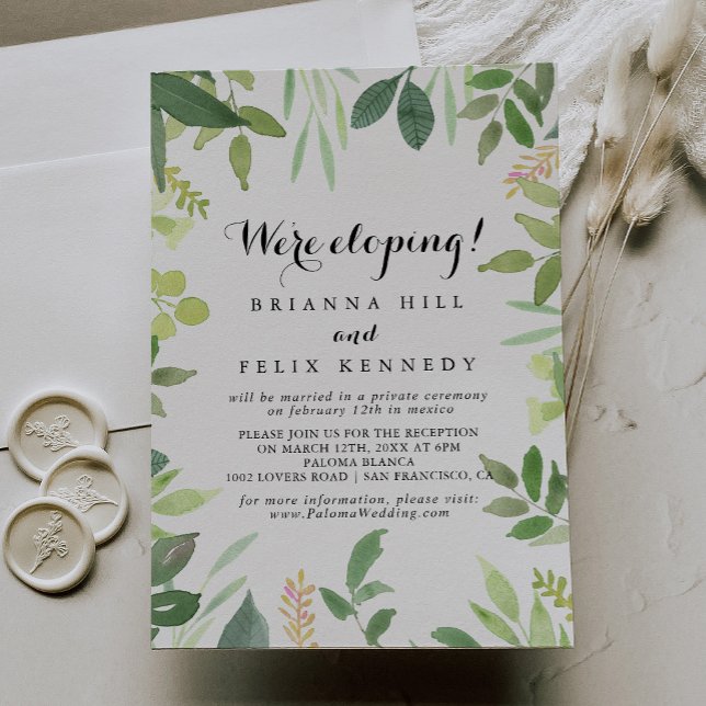 Invitación Vegetación Recepción de Elopement de Foliage Botán (Subido por el creador)