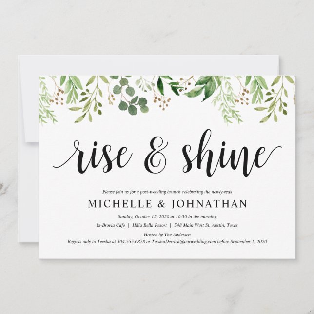 Invitación Vegetación Recepción de Elopement Post Boda Brunch (Anverso)