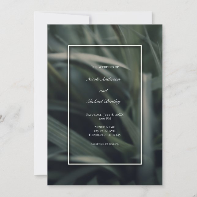 Invitación Vegetación rústica, boda de hierba de primavera (Anverso)