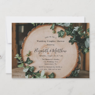 Invitación Vegetación rústica y ducha de pareja Boda de leña
