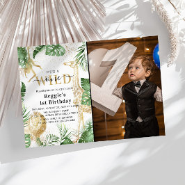 Invitación Vegetación salvaje de una jungla y oro primera fot