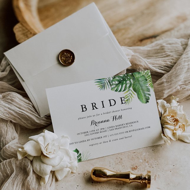 Invitación Vegetación tropical de destino Bride Bride Shower (Subido por el creador)