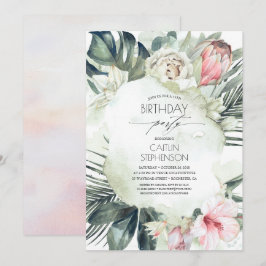 Invitación Vegetación tropical de playa y flores Cumpleaños