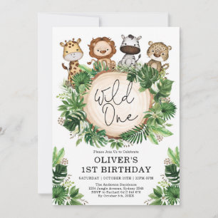 Invitación Vegetación tropical Safari animales salvajes un cu