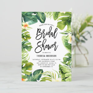 Invitación Vegetación tropical y ducha de novias Plumeria