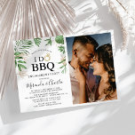 Invitación Vegetación tropical y oro foto de la pareja "I Do<br><div class="desc">Elegante invitación botánica de la fiesta de compromiso 'I DO BBQ' con un fondo blanco clásico, una fotografía de la pareja feliz, vegetación tropical de acuarela de verano con flores y follaje de Relieve metalizado de oro falso y una plantilla moderna de fiesta de compromiso que es fácil de personalizar....</div>