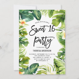 Invitación Vegetación tropical y Plumeria dulce 16 Fiesta