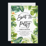 Invitación Vegetación tropical y Plumeria dulce 16 Fiesta<br><div class="desc">Invite a su familia y amigos a su evento con esta dulce y tropical invitación dieciséis. Cuenta con un ilustracion acuático de monstera, hojas de palma, hojas de plátano y otras plantas tropicales con plumeria amarilla. Personalice agregando nombre, fecha, hora, dirección y otros detalles del evento. Puede personalizar aún más...</div>