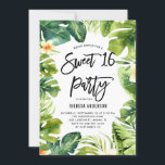 Invitación Vegetación tropical y Plumeria dulce 16 Fiesta<br><div class="desc">Invite a su familia y amigos a su evento con esta dulce y tropical invitación dieciséis. Cuenta con un ilustracion acuático de monstera, hojas de palma, hojas de plátano y otras plantas tropicales con plumeria amarilla. Personalice agregando nombre, fecha, hora, dirección y otros detalles del evento. Puede personalizar aún más...</div>