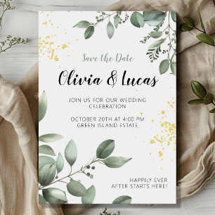 Invitación Vegetación y Boda de Oro Invitada con letra de gui