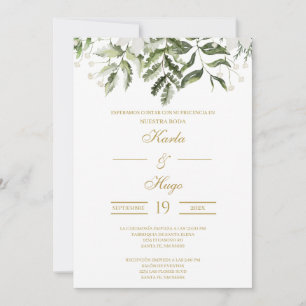 Invitación Vegetación y Boda Española de Oro