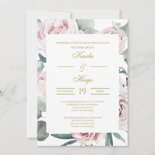 Invitación Vegetación y Boda Española de Oro
