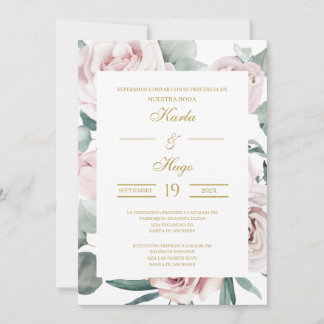 Invitación Vegetación y Boda Española de Oro