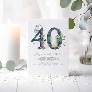 Invitación Vegetación y Oro 40 cumpleaños