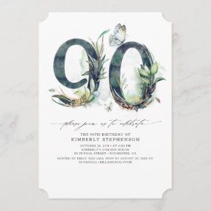 Invitación Vegetación y Oro 90 cumpleaños