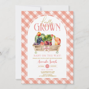 Invitación Vegetales Baby Shower Gingham de crecimiento local