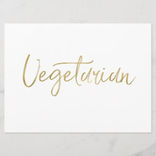 Invitación "Vegetariano" Letrero   Dorado con Letra a Mano co