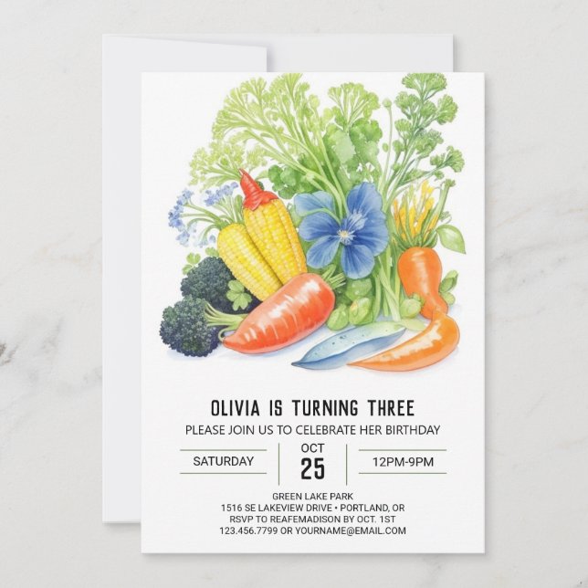 Invitación Veggie Delight Birthday (Anverso)