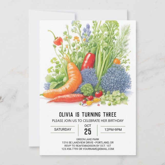 Invitación Veggie Delight Birthday (Anverso)
